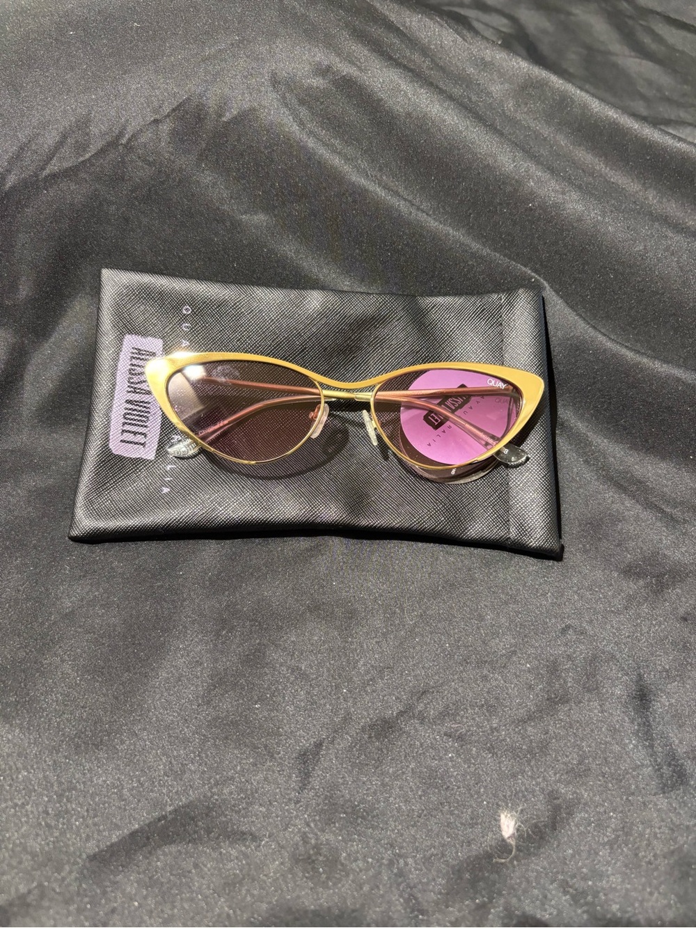 Quay Australia Cat-Eye Sunglasses - Gold Frame, Violet Lenses - Picture 6 of 7